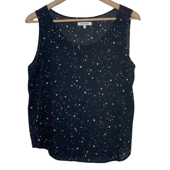 GLOBAL WORK | Women's Black & White Star Print Sleeveless Tank Top | Size L - Picture 1 of 11